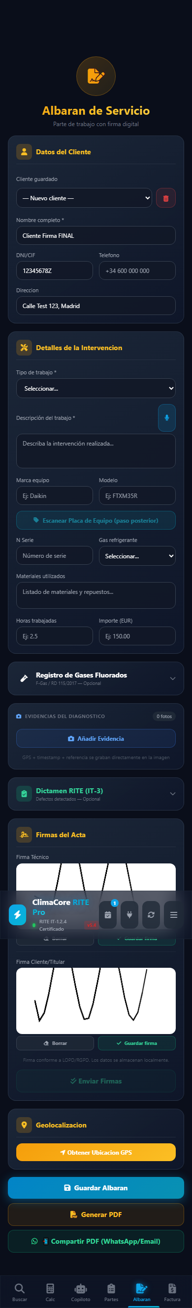 Albarán con firma biométrica